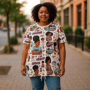 On Fire Melanin Queen Tunic Top Tie Waist 1X